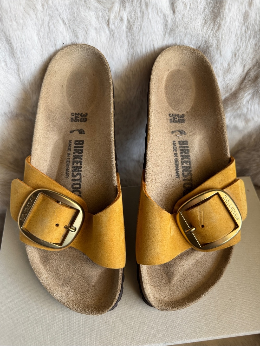 Birkenstock Women’s Yellow Suede Buckle Sandals